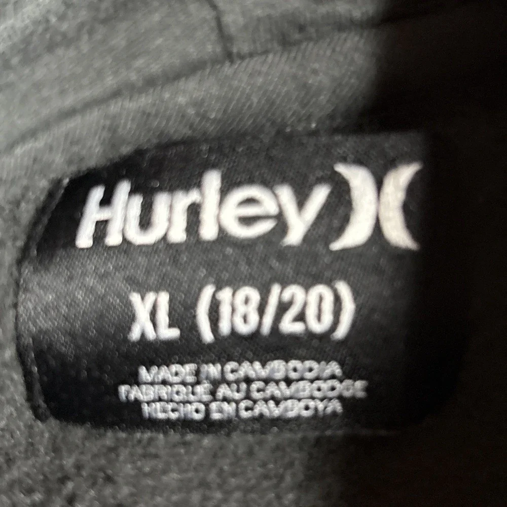Hurley Hoodie Boys Youth XL Long Sleeve Pullover Black Hoodie Casual Skater Logo